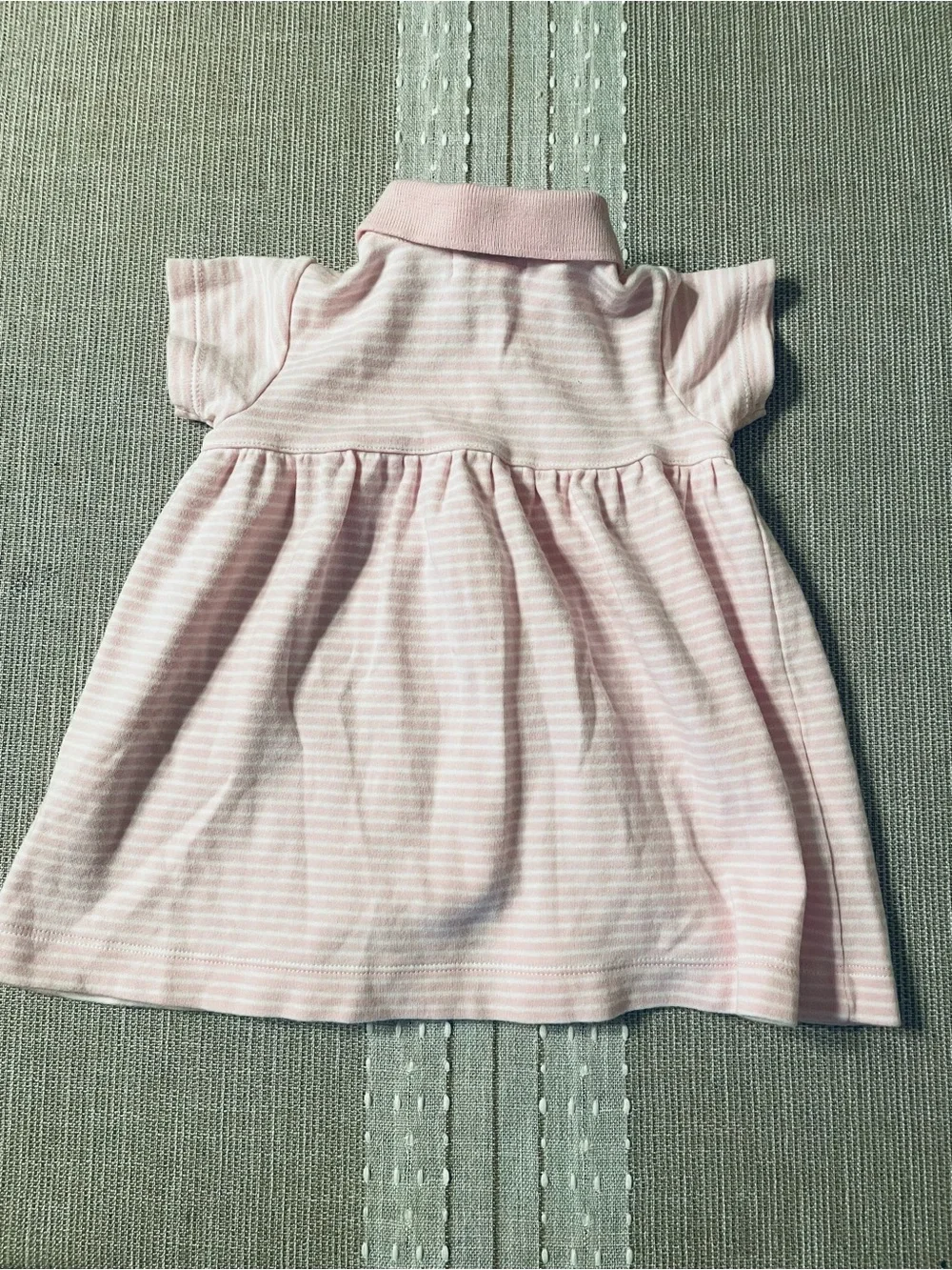 Vintage Ralph Lauren Baby Dress 9M Pink & White Striped Polo Dress